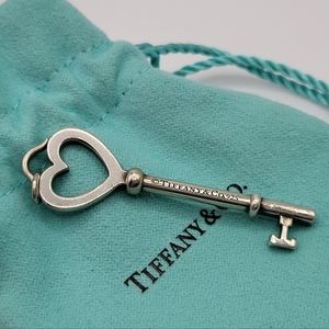 Tiffany & Co. Key Lock Open Heart Charm For Necklace 925 Silver pendant And